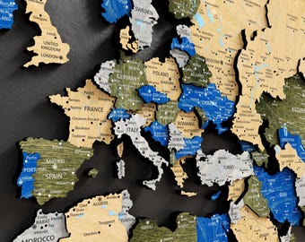 3D Wooden World Map Wall Art: Push Pin Travel Decor