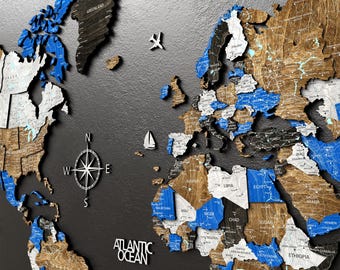 3D Wooden World Map Push Pin Board: Anniversary Travel Gift