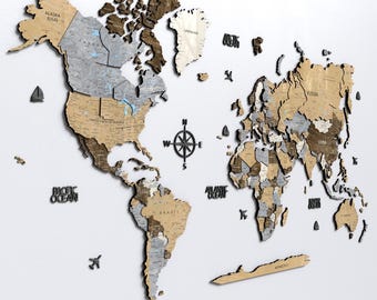Original Wood Wall Decor - World Map Art for Your Anniversary & Home