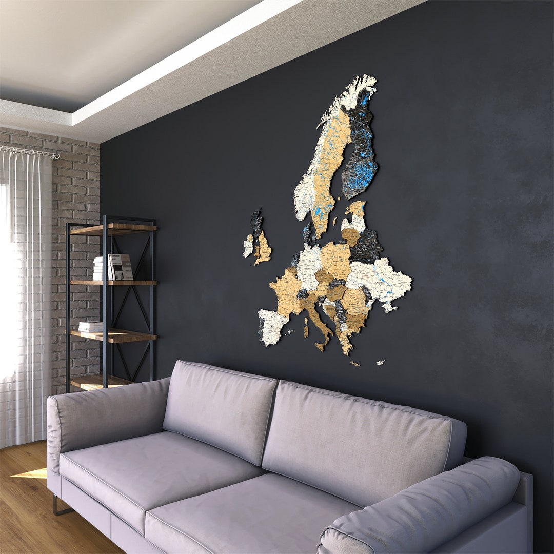 Wooden Europe Map, Map of Europe, Europe Wood Wall Map, Map for Office