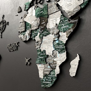 Prachtige houten wereldkaart voor wanddecoratie • Where we met-kaart • 3D-wereldkaart