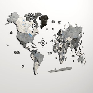 Impression de carte du monde dans le Style loft, cadeau de voyage en couple, grande carte du monde en bois