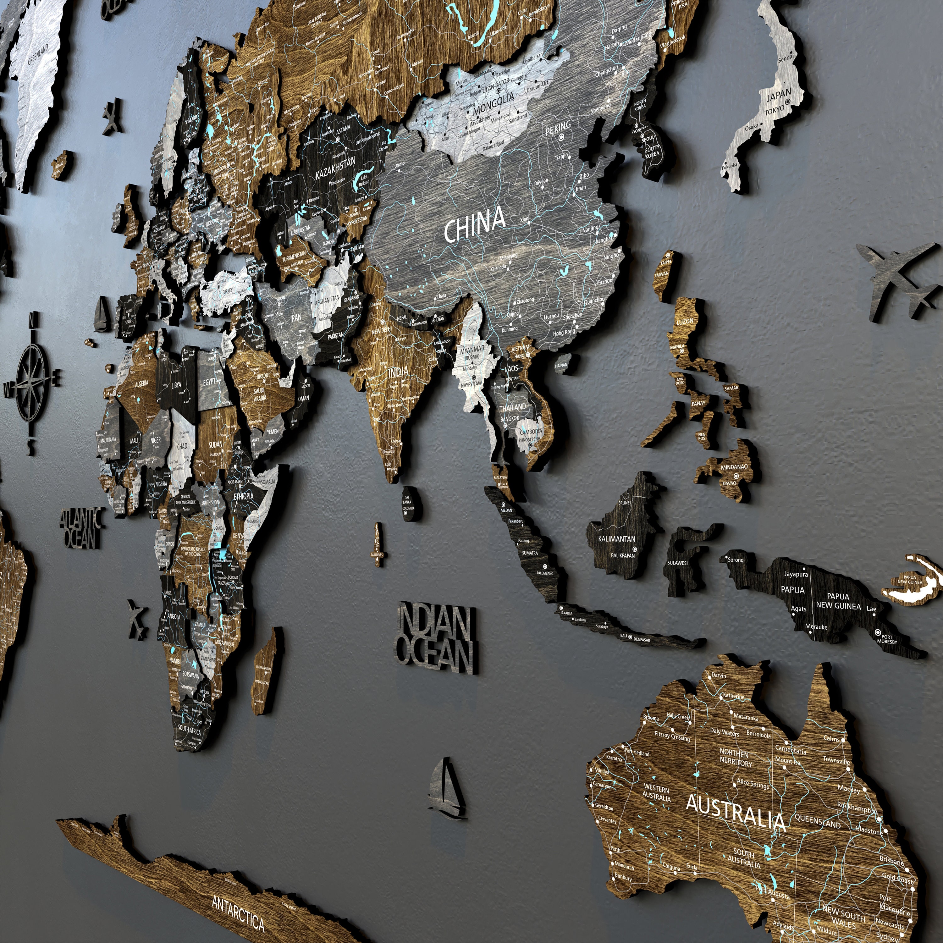 World map metal wall art -  Italia