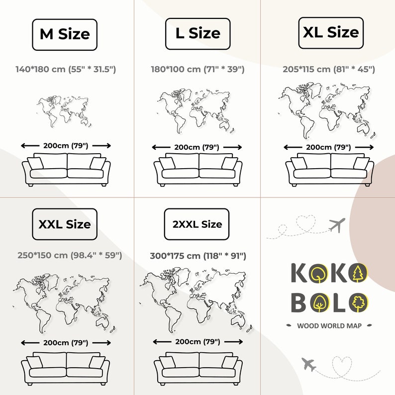 a set of four different couches with a world map on them