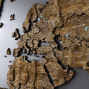 Carte du monde en bois beige, carte en bois pour mur, carte murale en bois, grande carte murale, art mural carte du monde, carte du monde en bois, carte du monde murale
