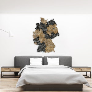 Deutschland Karte avec base cachée pour la décoration murale, cadeau de pendaison de crémaillère Deutschland Weltkarte, Weltkarte Holz, Allemagne Wood Map Apartment Decor