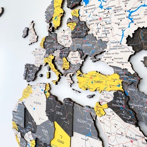 Carte du monde en bois 3D, heure d'été, carte en bois pour mur, carte murale en bois, grande carte murale, art mural carte du monde, carte du monde en bois, carte du monde murale