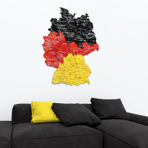 Deutschland Karte with Hidden Base for Wall Decor, Deutschland Weltkarte Housewarming Gift, Weltkarte Holz, Germany Wood Map Apartment Decor