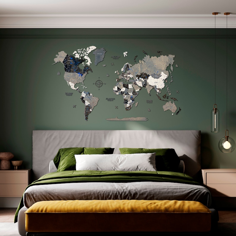 Custom Wooden World Map: DIY Coloring, Home or Office Decor - Etsy