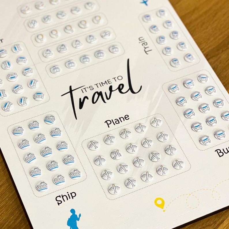 Transports Icons Push Pin for Wood World Map