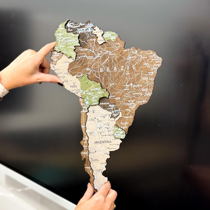 Mapa del mundo de madera, gran decoración de pared, regalo de 5.º aniversario, mapa del mundo de madera con chinchetas, mapa del mundo 3D para decorar encima de la cama, mapa del mundo de madera imagen 13