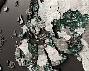 5th Anniversary Gift Wooden World Map 3D Wall Art, Couples Travel Decor