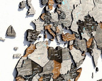 Wooden World Map Push Pin Board, Anniversary Travel Gift