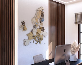 3D Europa Landkarte: Büro Wand Kunst, Reise Dekor