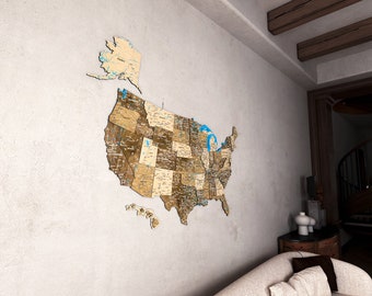 USA Wooden Map for Home and Office, USA Print Map, USA Wooden Map, , Map Wall Hanging,Printed Map, Home Decor, Usa Map Wall Art