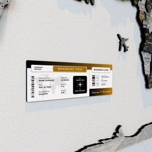 Carte d'embarquement en bois pour carte du monde en bois, Réservez les dates sur votre carte du monde, Idée cadeau pour les fêtes, Billet d'avion, Billet d'avion, Billet d'avion