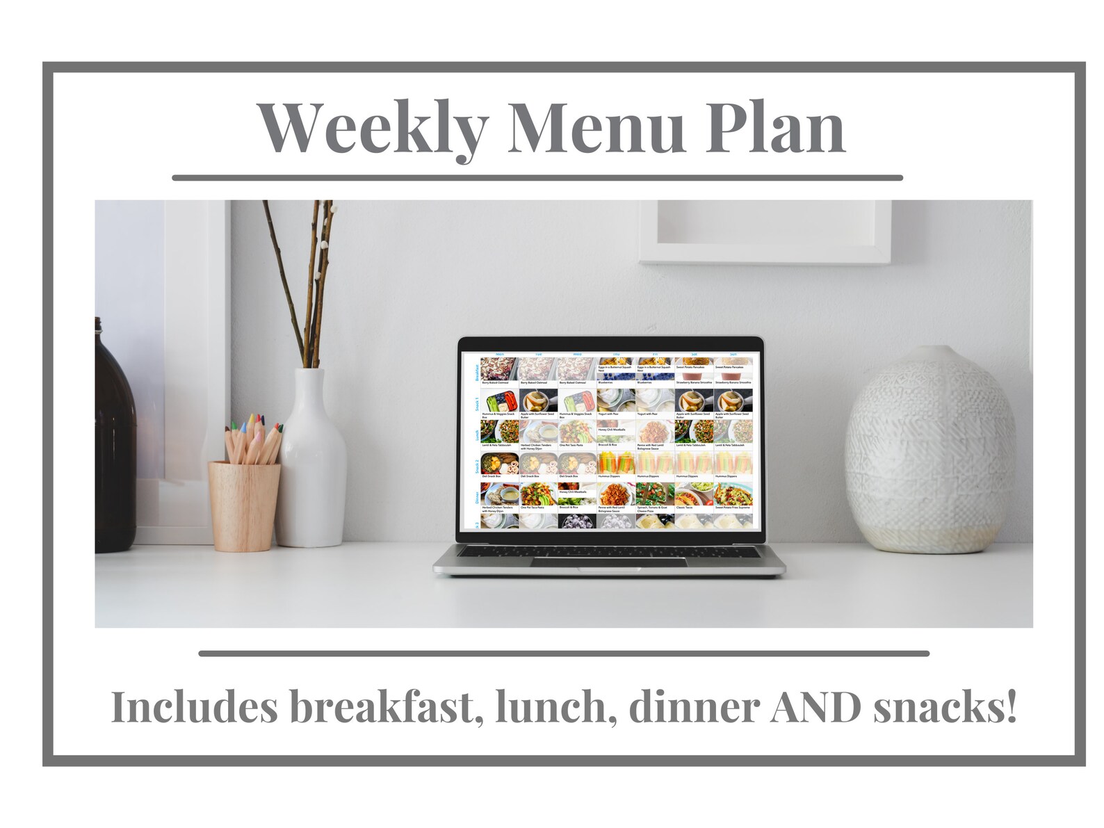 Custom Meal Plan Grocery List Breakfast, Lunch, Dinner, Snacks Healthy ...