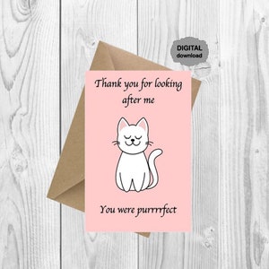 Gatto, Biglietto gatto, Grazie, Grazie, Biglietto prendersi cura del mio gatto, Grazie per esserti preso cura del mio gatto, Dare da mangiare al mio gatto