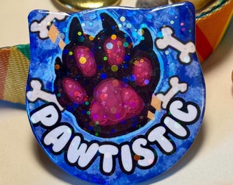 Przypinka Pawtistic Cat Ears: Holograficzna Neuroróżnorodność + Guzik Autyzmu (57 mm)