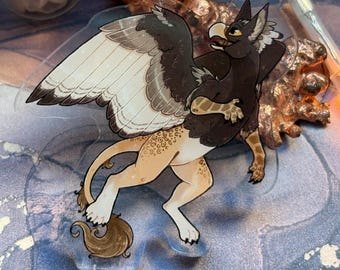 2” Griffin Gryphon Mythology Lion Eagle Design Acrylic Pin