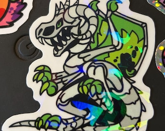 Dracolich Undead Dragon Sticker | 2” Holographic Vinyl Dragon Sticker