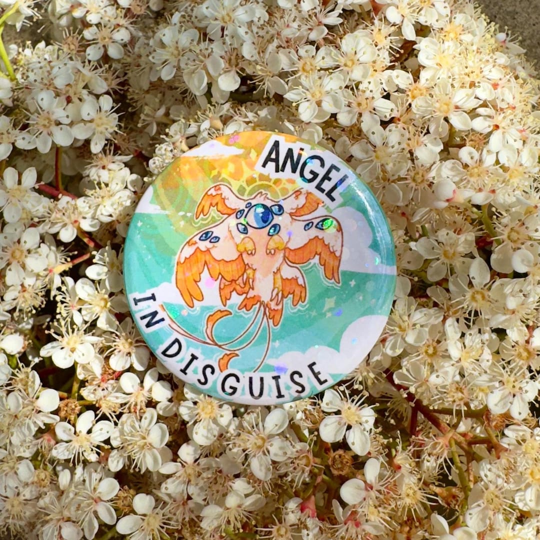 Angel in Disguise 44mm Holographic Pinback Seraph Therian / Furry ...
