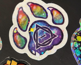 Therian Paw Sticker | 2” Holographic Vinyl Theta Delta Rainbow Sticker