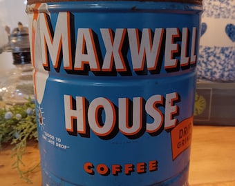Vintage 1940's Maxwell House Coffee tin with lid