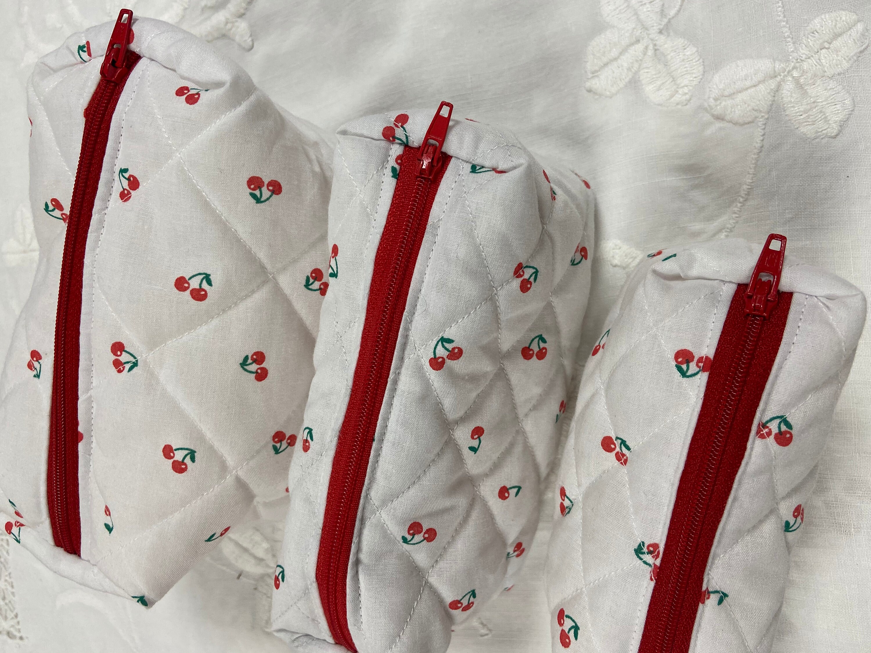 Cherry Quilted Pouch Bag Etsy