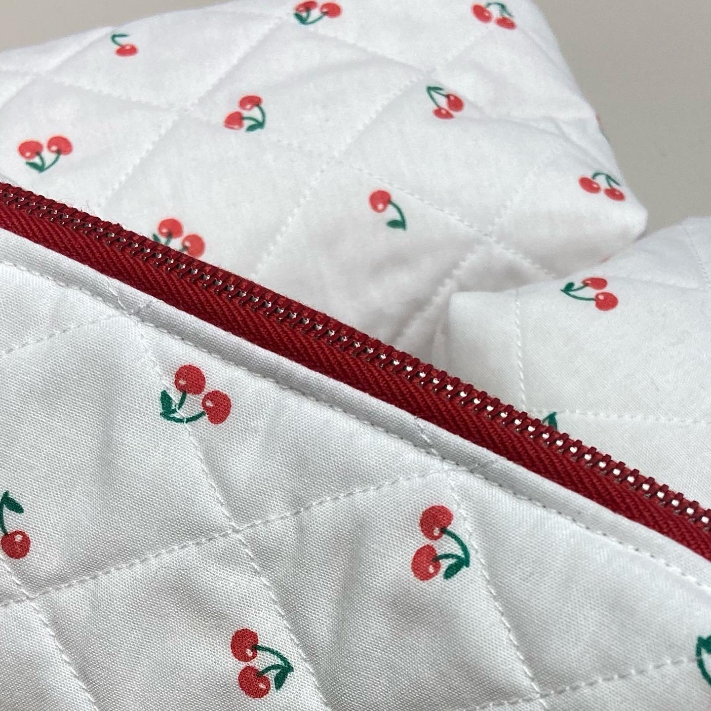 Cherry Quilted Pouch Bag Etsy