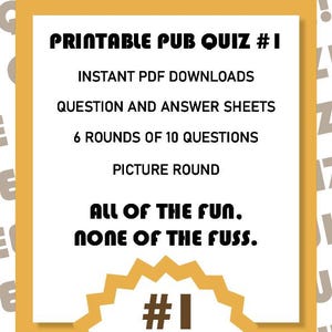 Printable English Pub Quiz #1 | Instant Download | Picture Quiz | Music Quiz | Questions | Answers | Game Night | General Knowledge
