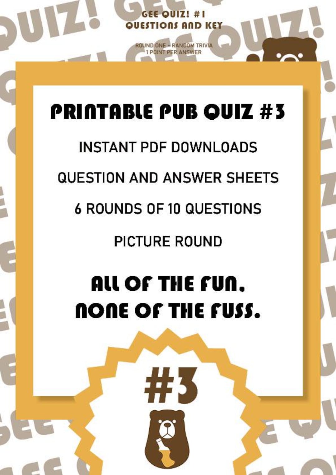 Printable English Pub Quiz #3 | Instant Download | Picture Quiz | Music