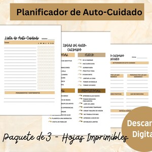 Imprimible Planificador de Auto Cuidado con lista de Verificacion para Salud, Bienestar, regalo de plenitud, atencion plena y amor propio