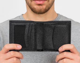 Cartera plegable RFID de cuero marrón oscuro: capacidad extra con funda extraíble