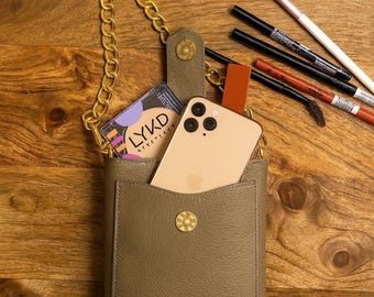 Bolso bandolera de piel vegana para teléfono: minibolso de hombro con tarjetero