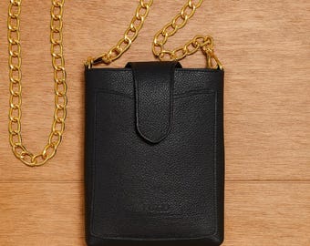 Bolso bandolera de cuero para celular: minibolso ligero con tarjetero