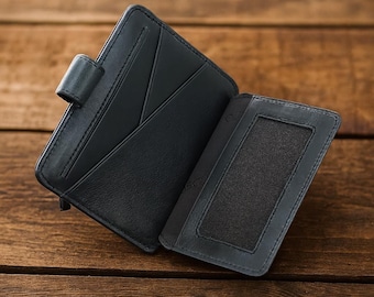 Cartera delgada de cuero RFID: Tarjetero minimalista con bolsillo frontal