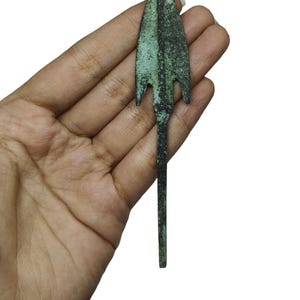 Punta de flecha de bronce, antigua, romana y griega, colección de decoración para el hogar, objeto de arte vintage coleccionable.