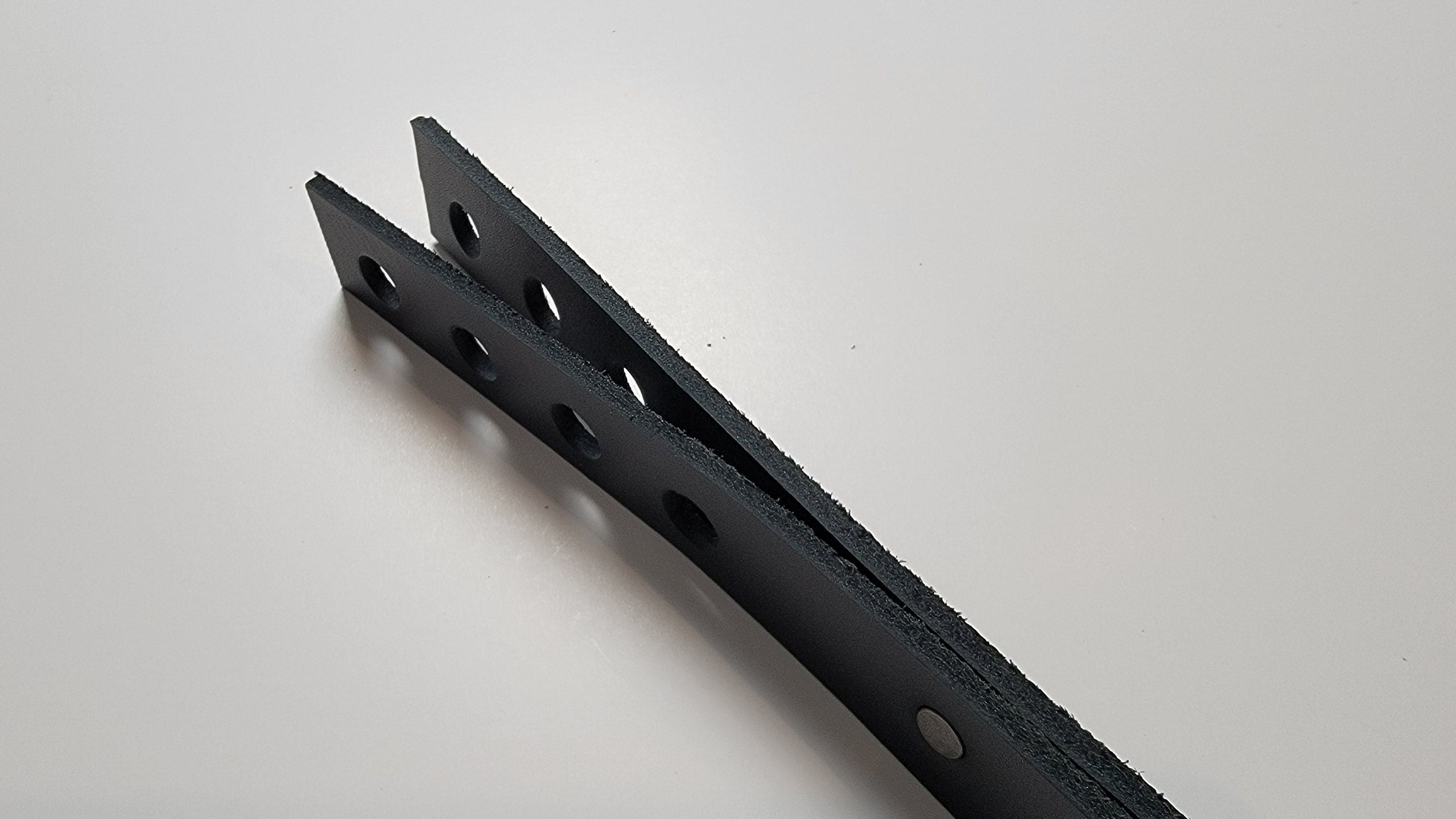 Twotailed Black Strap With Holes Etsy