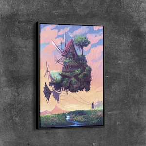 Howl&#39;s Moving Castle Poster, Hayao Miyazaki, Studio Ghibli Poster, Anime Poster, Howl&#39;s Moving Castle Print Art, Anime Print, Anime Canvas