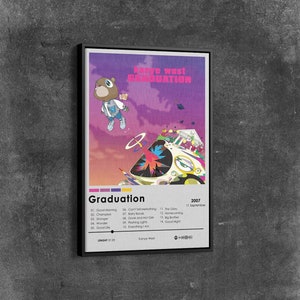 Affiche Kanye West, Remise des diplômes, Toile pour playlist Kanye West, Album de remise des diplômes, Affiche de pochette d'album, Couverture d'album, Toile disponible