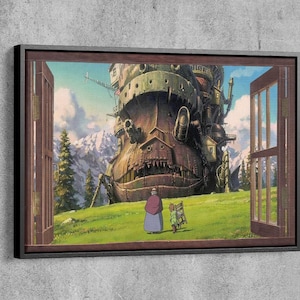 Howl&#39;s Moving Castle Poster, Hayao Miyazaki, Studio Ghibli Poster, Anime Poster, Howl&#39;s Moving Castle Print Art, Anime Print, Anime Canvas