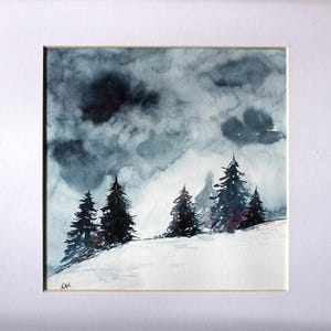 Acquerello, neve e abeti