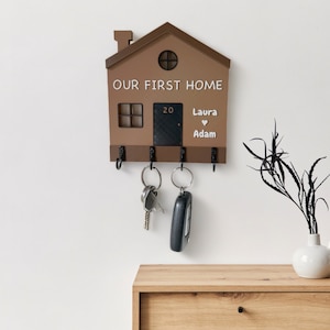 Our First Home Couple Personalised House Key Holder