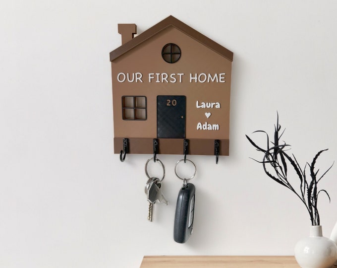 Our First Home Couple Personalised House Key Holder