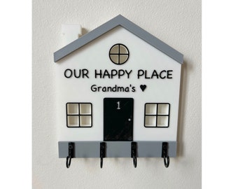 Grandparent Personalised House Key Holder With Door Number for Grandma, Grandad, Granny, Nana