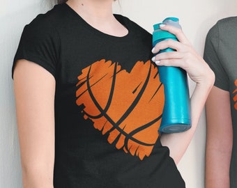 Distressed Basketball Heart T-Shirt, Gift for Basketball Mom