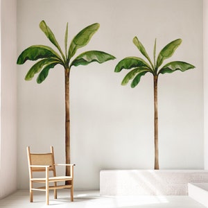 Adesivi murali grandi con palme naturali, adesivi murali con grandi palme tropicali, adesivi murali con foglie di banano, arte murale botanica, adesivi murali, cameretta per bambini