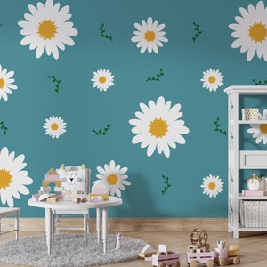 Daisy Wall Decals - Nursery Decor, Kids Room Wall Art, Removable Flower Wall Stickers, Flower Wall Stickers, Boho Decal, Girl Bedroom Wall