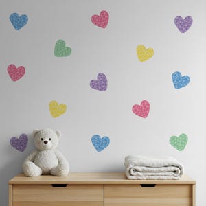 Watercolor Hearts Wall Decal, Heart Wall Stickers, Kids Room Decor, Premium Removable Peel and Stick Wall Stickers, Nursery&Kids Room Decor